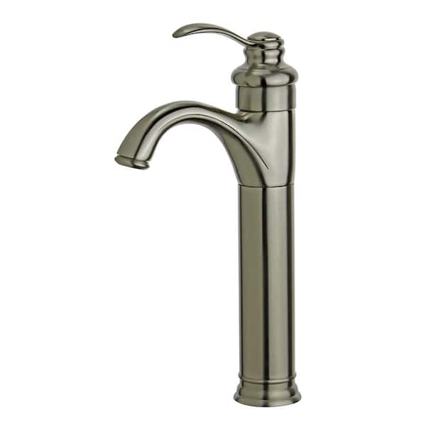 Madrid Single-Handle Single Hole Bathroom Faucet with Overflow Drain in Brushed Nickel