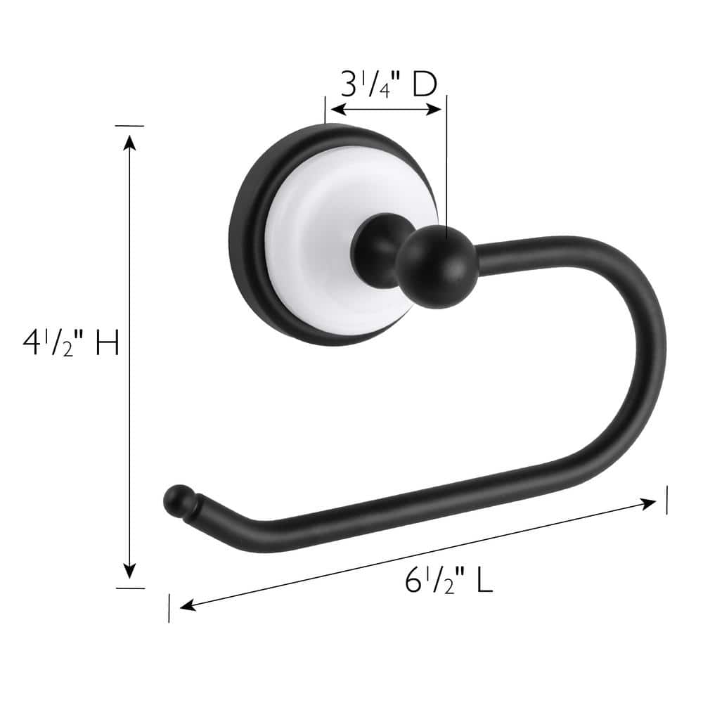 Savannah Matte Black and White Wall-Mounted Toilet Paper Holder