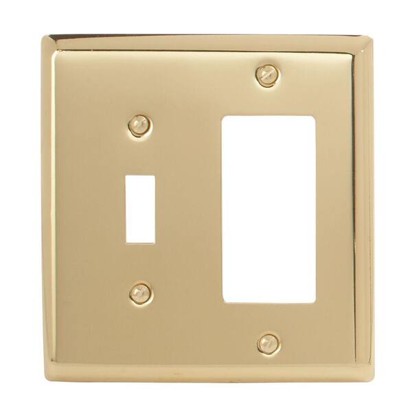 AMERELLE Brass 2-Gang 1-Toggle/1-Decorator/Rocker Wall Plate (1-Pack)
