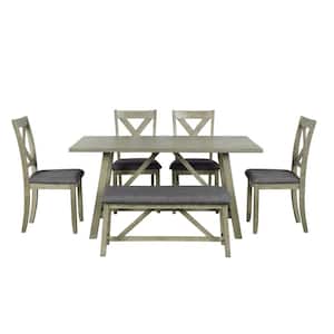 Arni 6-Piece Rectangle Wood Top Gray Dining Table Set