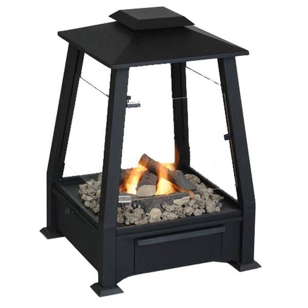 Real Flame 20 in. Sierra Outdoor Fireplace in Black