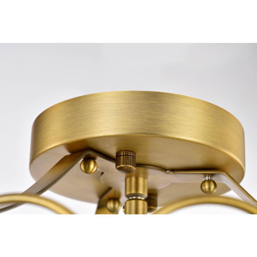 Vintage Brass Semi Flush Mount with Crystal Embellishments