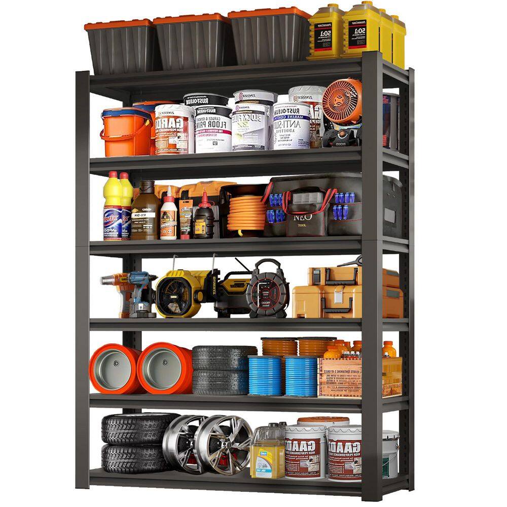 6-Shelf Steel Heavy Duty Freestanding Garage Storage Shelving Unit in Black (48 in. W x 82.4 in. H x 18 in. D) price history on PriceWatchPro