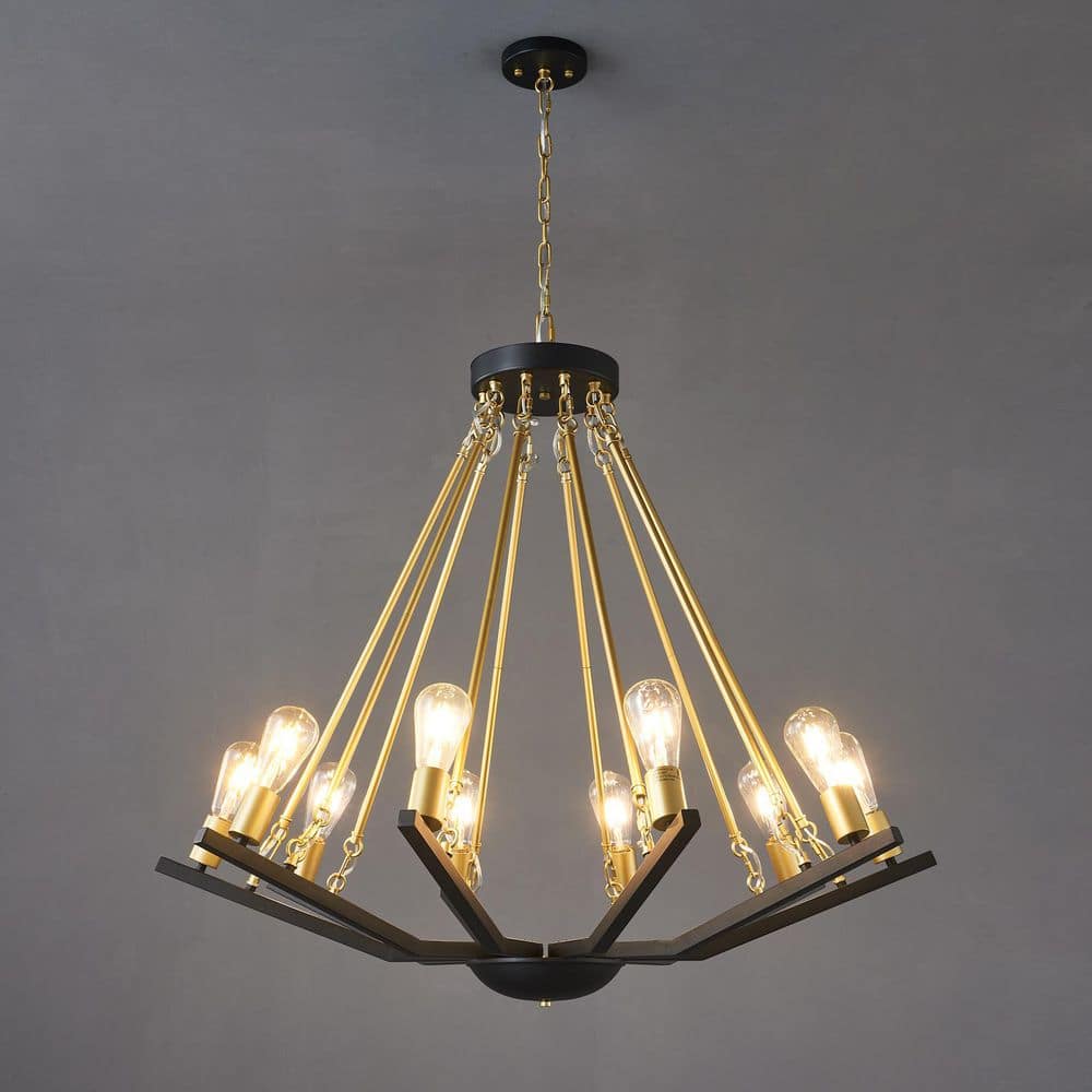 Home Lighting 10 Light Black Gold Industrial Iron Chain Chandelier Light Fixture for Kitchen Island Bulb Not Included price history on PriceWatchPro
