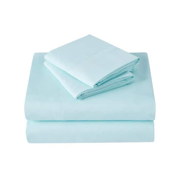 Kathy Ireland Microfiber 4-Piece Light Blue Solid Queen Sheet Set