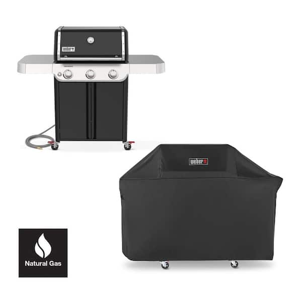 Genesis E-315 3-Burner Natural Gas Grill in Black with Grill Cover