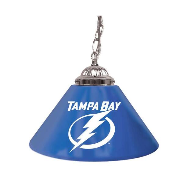 Trademark Global NHL Tampa Bay Lightning 14 in. Single Shade Stainless Steel Hanging Lamp