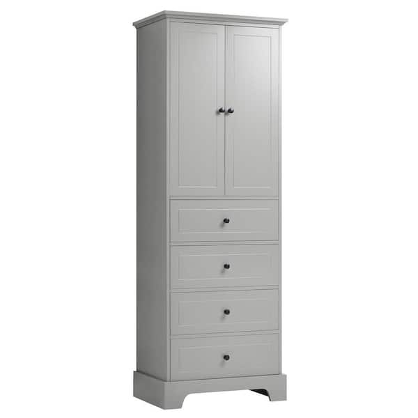 Miscool Anky 23.6 in. W 15.7 in. D 68.1 in. H Gray MDF Freestanding Bathroom Storage Linen Cabinet