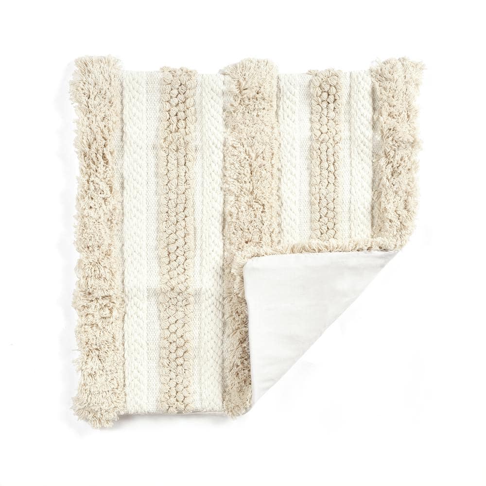 Ivory Cotton Euro Tufted Decorative Pillow Cover