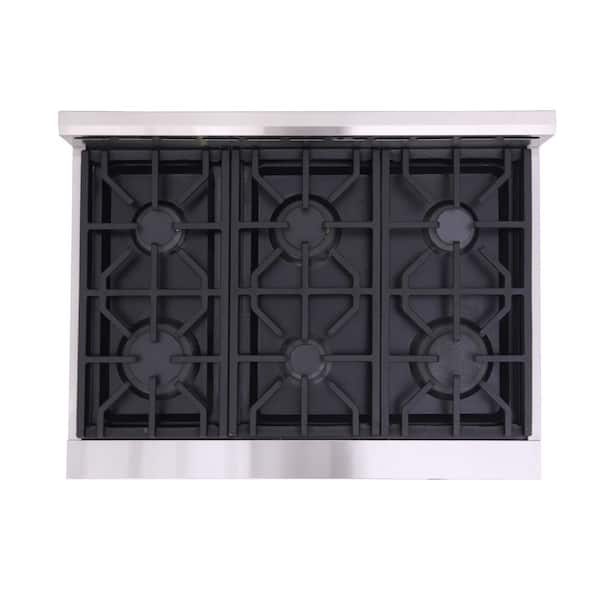 Entree 36 in. 5.5 cu. ft. Professional Style Liquid Propane Range with Convection Oven in Stainless Steel and Gold