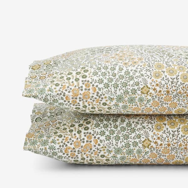 The Company Store Company Cotton Adley Ditsy Floral Olive Cotton Percale Standard Pillowcase (Set of 2)