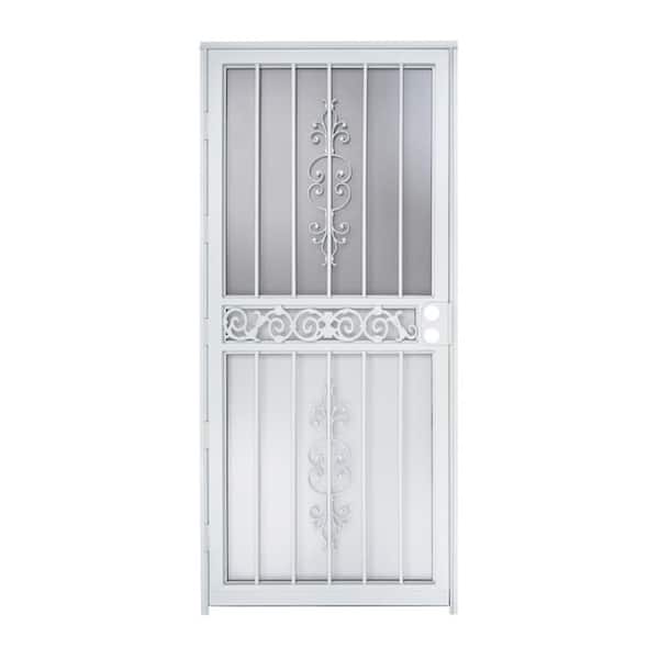 Grisham Strike 36 in. x 80 in. Universal Reversible White Gloss Steel Storm Security Door