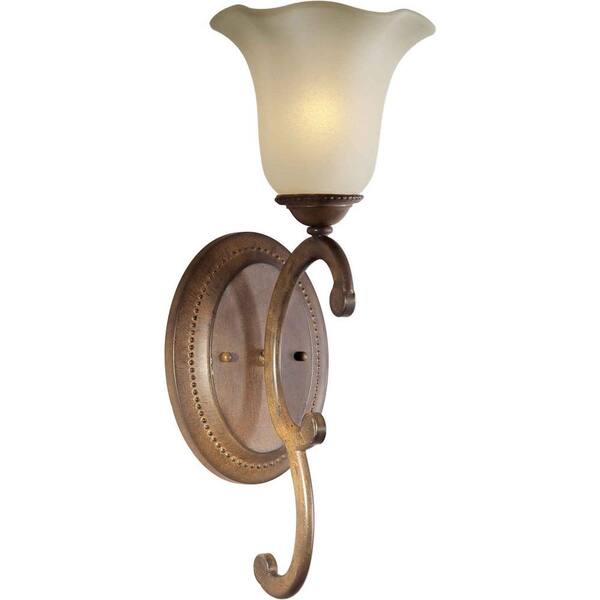 Forte Lighting 1 Light Wall Sconce Rustic Sienna Finish Shaded Umber Glass-DISCONTINUED