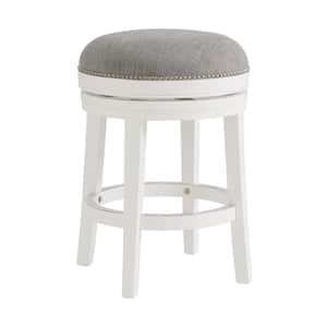 Clara 25 in. White Swivel Counter Height Backless Wood Stool with Cushioned Seat