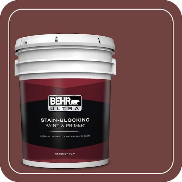 BEHR ULTRA 5 gal. #ICC-82 Library Red Flat Exterior Paint & Primer