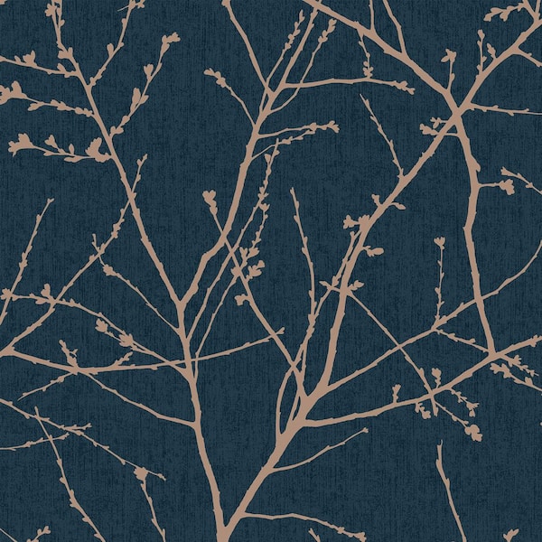 Transform Branches Navy Peel and Stick Wallpaper