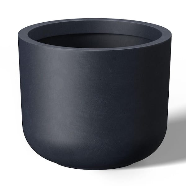 11.5 in. Small Granite Gray Concrete Round Planter / Pot with Drainage Holes