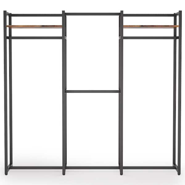 Cynthia Black Freestanding Garment Rack Closet Organizer with Hanging Rods and Storage Shelves