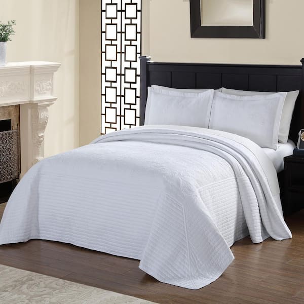 American Traditions French Tile White Solid King Coverlet