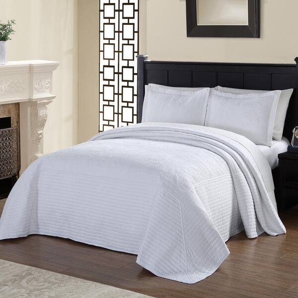 American Traditions French Tile White Solid Full Coverlet