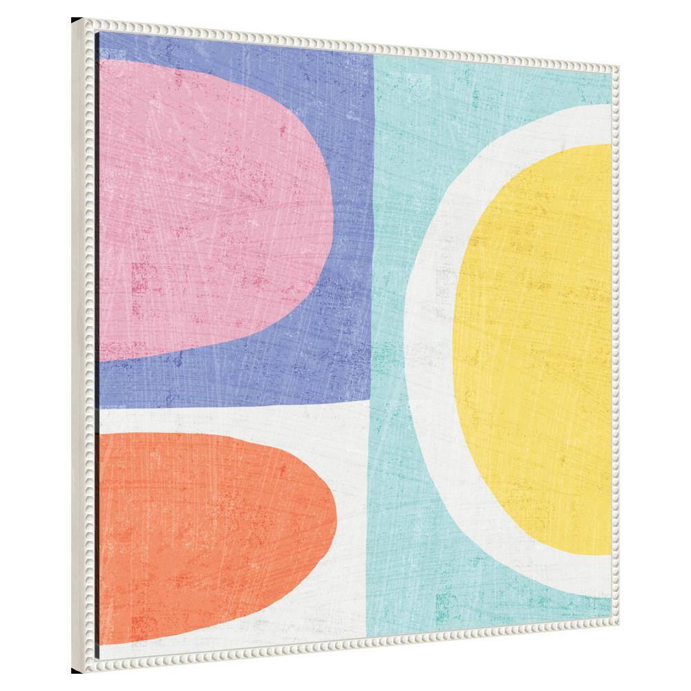 Pastel II Abstract Canvas Art with White Floater Frame