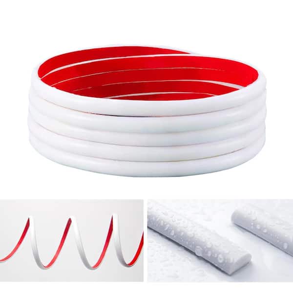 4/5 in. x 10 ft. White PVC Semicircular Flexible Casing Molding Trim Self-Adhesive for Doors and Windows DIY Home Decor