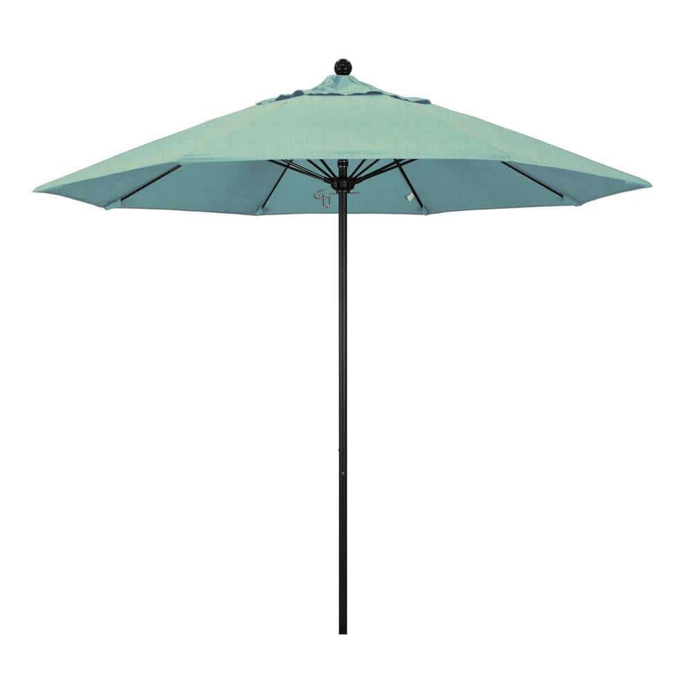 9 ft. Black Aluminum Commercial Market Patio Umbrella with Fiberglass Ribs and Push Lift in Spa Sunbrella price history on PriceWatchPro