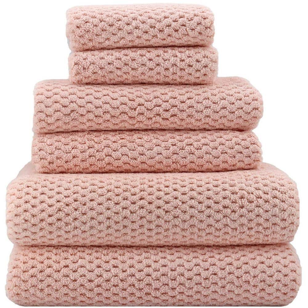 6-Piece Pink Quick Dry Super Soft Microfiber Towel Set JOB2C - The