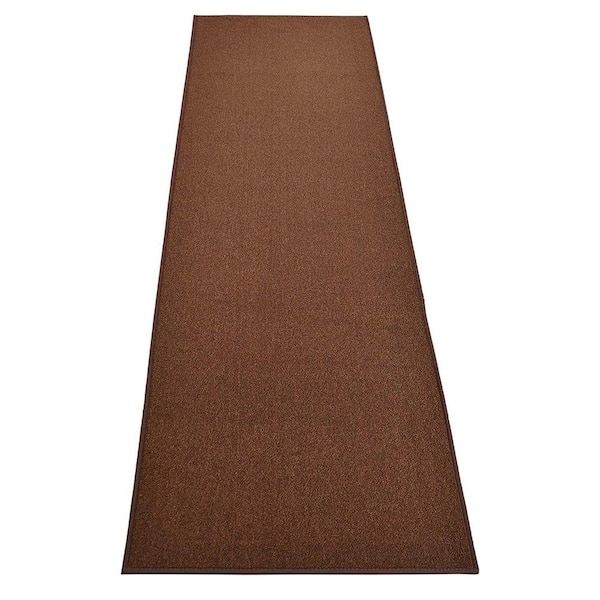 Unbranded Solid Brown Color 36 in. x 31.5" Indoor Landing Mat Stair Tread Cover Slip Resistant Backing Set of 1