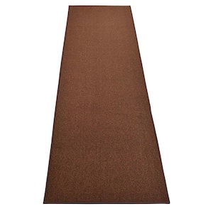 Solid Brown Color 96 in. x 31.5" Indoor Matching Runner Stair Tread Cover Slip Resistant Backing Set of 1