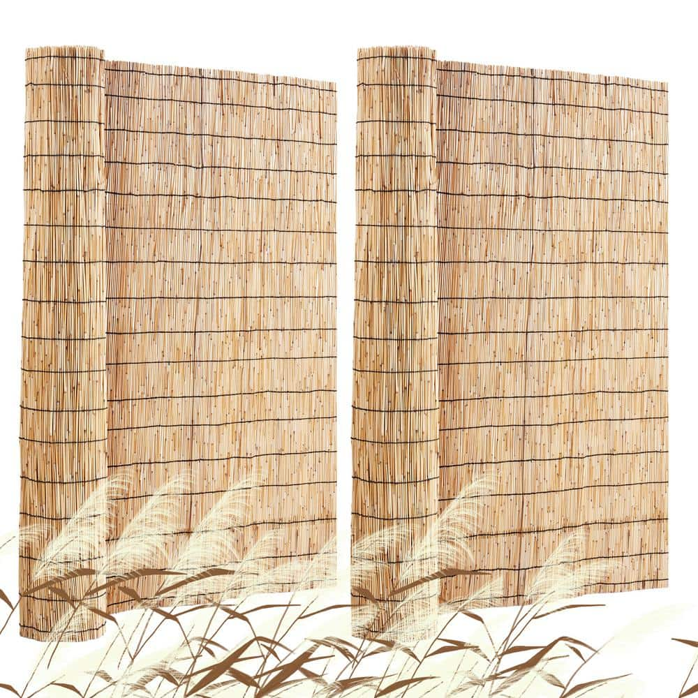 VEVOR Natural Reed Fencing, 4 ft. x 16.4 ft., 2-Pack Reed Screen Curtain Balcony Reed Fence Roll for Outdoor Power Source