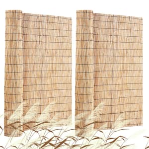 Natural Reed Fencing, 4 ft. x 16.4 ft., 2-Pack Reed Screen Curtain Balcony Reed Fence Roll for Outdoor Power Source