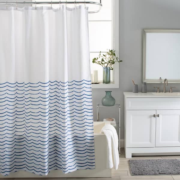Beach blue crab pattern Bathroom Shower Curtain Fabric w/12 Hooks 71*71inch