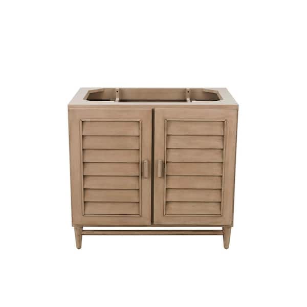 James Martin Vanities Portland 36 in. W x 23.5 in. D x 33 in. H  Vanity Cabinet Without Top in White Washed Walnut