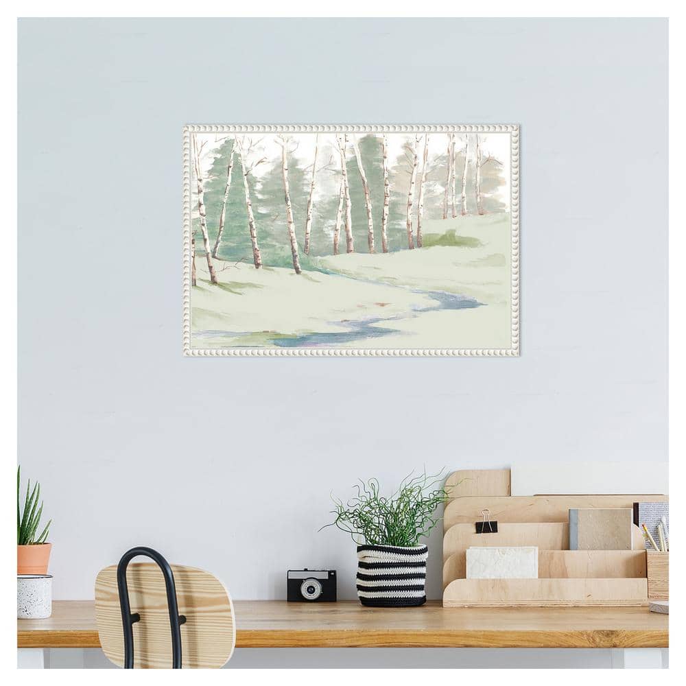 Winter Wood Landscape Canvas Print with Beaded Frame