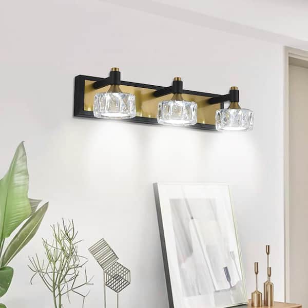 L LOHAS LED 3-Light Black And Gold Bathroom Light