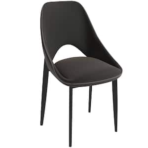 Leisuremod Amalfi Upholstered Modern Dining Chair with Metal Legs Open Back Accent Chair for Dining in Charcoal