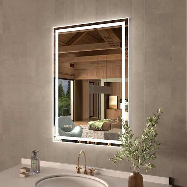 24 in. W x 36 in. H Rectangular Frameless LED Wall Bathroom Vanity Mirror