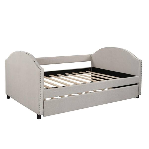 Qualler Jordane Beige Full Size Upholstered Daybed with Twin Size Trundle BLE000118A The Home