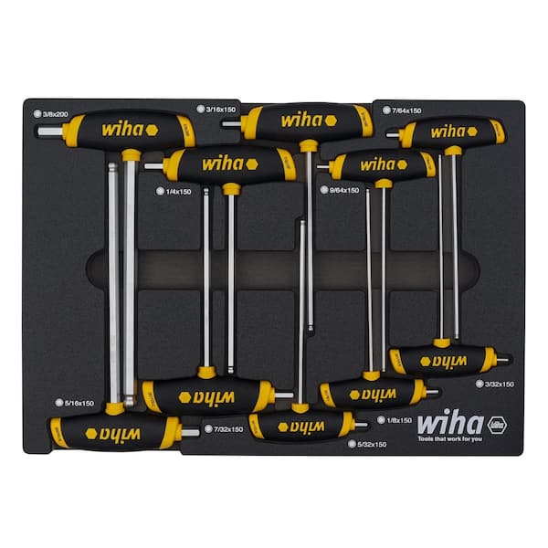 SoftGrip Dual Drive Hex Key SAE T-Handle (10-Piece) Tray Set
