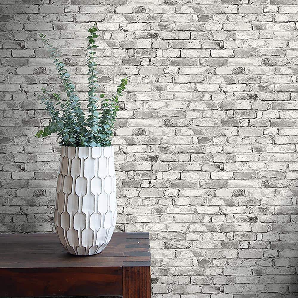 Shadow Gray Vinyl Brick Peel and Stick Wallpaper