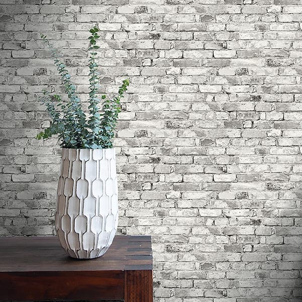 Brickwork Shadow Vinyl Peel and Stick Wallpaper Roll (Covers 30.75 sq. ft.)