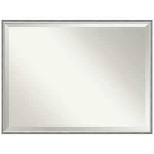 Theo Grey Narrow 41.25 in. x 31.25 in. Beveled Modern Rectangle Wood Framed Wall Mirror in Gray