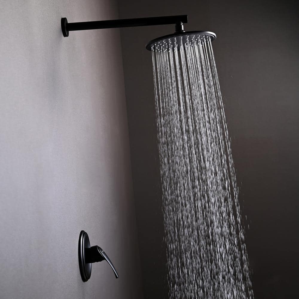 Matte Black Brass Wall Mounted Rain Shower System
