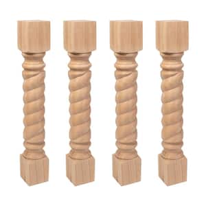 35.25 in. x 5 in. Unfinished Solid North American Red Oak Rope Kitchen Island Leg (4-Pack)