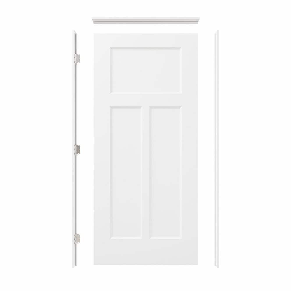 36 in. x 80 in. 3-Panel Right-Handed Painted Solid Core Wood Interior Single Prehung Door Kit with Quick Assemble Jamb price history on PriceWatchPro