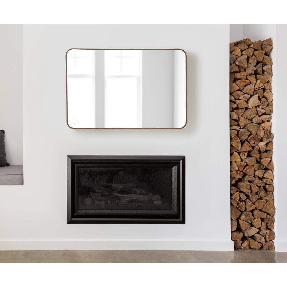 Zayda Sleek Walnut Brown Aluminum Rectangular Wall Mirror 24x36