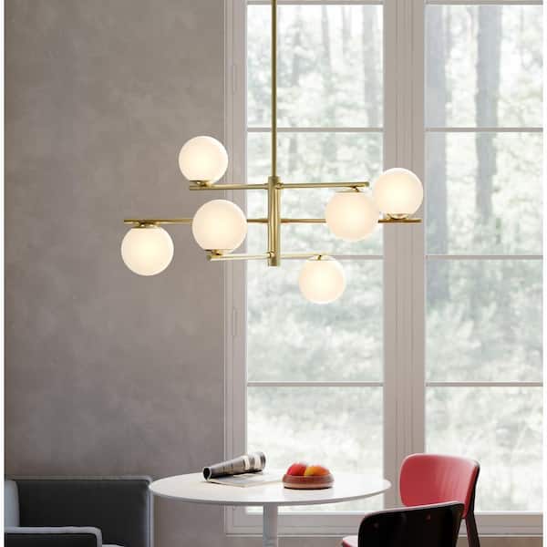 6-Light Gold Modern Sputnik Sphere Chandelier