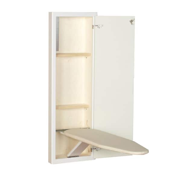 Household Essentials White Prefinished In Wall Ironing Board 18100 1 The Home Depot - Wall Mounted Ironing Board Cabinet Home Depot