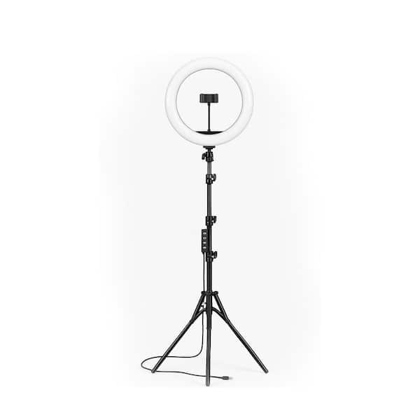 13.3 in. White Ring Light and Stand 3 CCT 48 RGB Color Modes Music Mode 3 Phone Holder Wireless Remote Adjustable Tripod